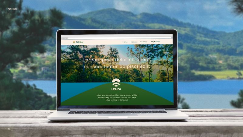 The DāUna website open on a laptop, with the brand over a photo of the landscape