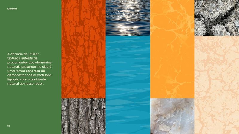 DāUna graphics built from tree bark, water, soil and mineral textures in the brand colors